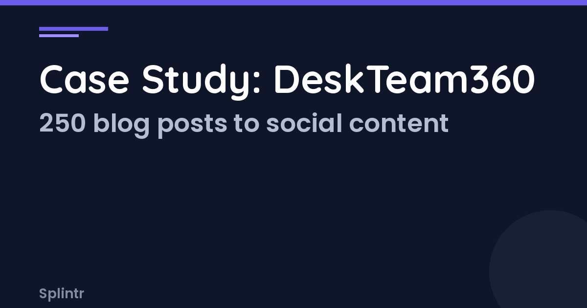 Case Study: How DeskTeam360 Turned 1 Blog Post Into 26 Pieces of Content in 60 Seconds